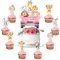 Jollyboom Dschungeltier-Geburtstagsdekorationen, Kuchendekoration, rosa Safari, Happy Birthday, Kuchendekoration, Safari-Tiere, Cupcake-Topper für Mädchen, zwei wilde 1. Geburtstag, Party, Babyparty