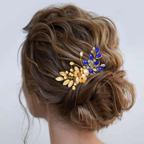 Vakkery Haarkamm für Brautjungfern goldfarben Kristall Kopfschmuck Schmetterling Hochzeit Haarschmuck für Frauen