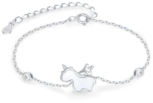 Candyfancy Armband für Damen Silber 925 Einhorn Silberarmband Verstellbare Armbänder Armkette Geschenke für Frauen Mädchen Freundin Mama