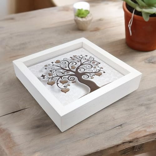Svuotatasche Albero della Vita in Legno su mattonella gres Porcellanato Prodotto Artigianalmente Arredo casa, Idea Regalo, vassoio Portaoggetti