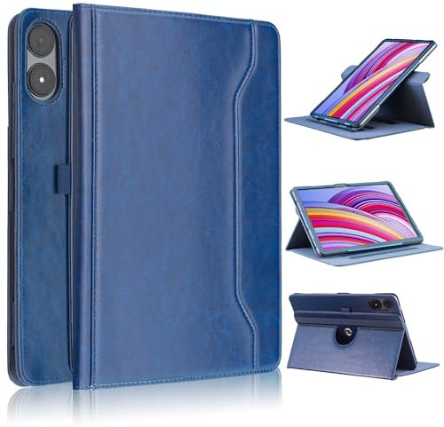 TOPCASE Funda para Xiaomi Poco Pad 12.1/Redmi Pad Pro 12.1 Pulgadas 2024,Estuche Tipo Folio de Cuero con Soporte para Muñeca y Portalápices,Auto-Sueño/Estela,Azul Oscuro