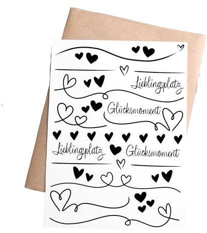 Rub-On Sticker Lieblingsplatz und Glücksmomente A6 RANDLOS | geeignet für Raysin, Keraflott oder Glas | Rub Ons Aufkleber zum Basteln und Dekorieren | für Selbstbedienungshäuschen