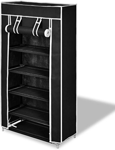 Bulliing Schuhschrank Schuhregal Schuhablage 5 Schicht 58 x 28 x 106 cm Schwarz Schuhregal Vintage Schuhschrank Doppeltes Regal