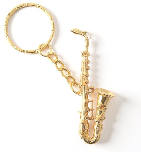 Niedliches Saxophon Schlüsselanhänger Miniatur Messing Musikinstrument für Musikliebhaber Geschenkidee Tragbar Lustig Anhänger Keychain Saxophone Geschenk