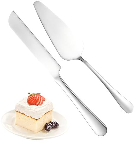 LHLZNB 2 Pieces Wedding Cake Knife and Server Set, Stainless Steel Cake Cutting Set for Wedding Include Cake Cutter and Cake Server Perfect for Wedding, Christmas, Birthday, Dishwasher Safe (Silvery)