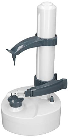 Epluche-patates électrique, Epluche-patates électrique multifonctions, Eplucheuse électrique de cuisine avec 2 lames et nettoyeur de trous pour les légumes et les fruits (WHITE)