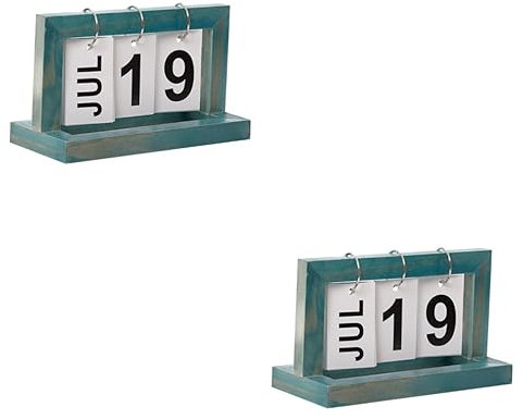 DIYEAH 2st Kreativer Kalender Heimkalender Ewige Kalenderblöcke Täglicher Tischkalender Desktop-kalender Bürokalender Tischkalenderblöcke Kalenderblatt Umblättern Blue Hölzern