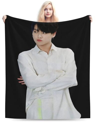 Jungkook Decke, weich und warm, leicht, flauschig, Wolle, Überwurf, Decke, Teppich, Geschenk für Strand, Yoga, Schlafzimmer, Wohnzimmer, Dekoration, Sofa, Camping, Ausflug, Wohnheim, Dekoration, für