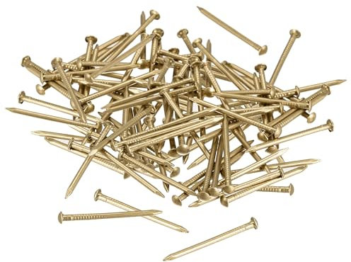 TOP-VIGOR 100Pcs Hardware Nails, 1.2mmx20mm Brass Nails and Pins Assortment, Wall Pins Tacks Nails for Woodworking, Panel Pins for Hanging Picture, Frame, Mirror, Furniture, Construction