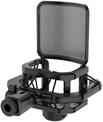 Mikrofon-Stoßhalterung mit Filtersieb für Lewitt Ray LCT-240 Pro LCT 440 Pure LCT 441 FLEX, kompatibel mit überstehenden Stielen (d ≤ 23 mm) wie die AKG C-Serie usw. (schwarz)