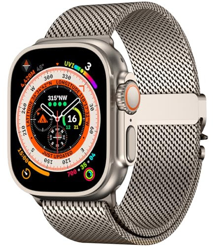 Milanaise Armand Compatibile con Apple Watch Armand 49 mm, 46 mm, 45 mm, 44 mm, 42 mm (serie 1 2 3), cinturino in metallo in acciaio inox per iWatch Ultra 2/Ultra Serie 10/9/8/7/6/5/4/3/2/1/SE/SE2,