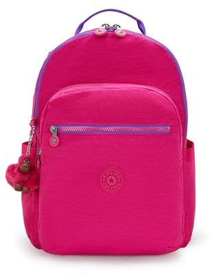 Kipling Seoul Grand sac à dos pour ordinateur portable 15, Rose azalée, 13.75''L x 17.25''H x 8''D, Kipling Sac à dos pour ordinateur portable 15 pouces Seoul