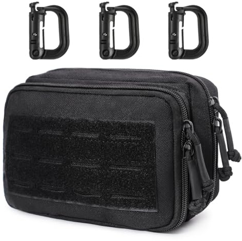MUCHER Tactical Molle Tasche Molle Zubehör Admin Tasche Doppelte Schicht Taktische Tasche EDC Utility Beutel Erste Hilfe Hüfttaschen Reiseapotheke mit 3 Karabiner für Outdoor Wandern Jagdcamping