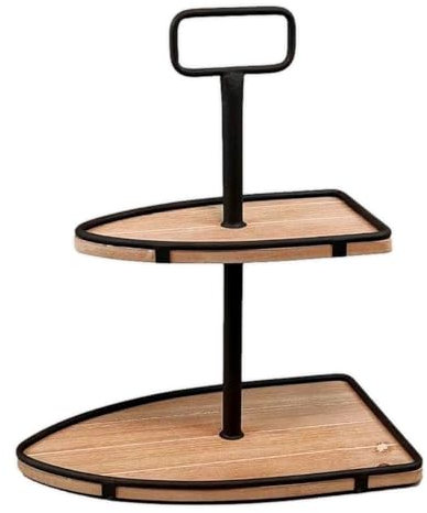 The Bridge Collection Nautisches zweistöckiges Holztablett in Bootsform – Küsteninspiriertes Serviertablett für Tischplatte und Küchendekoration