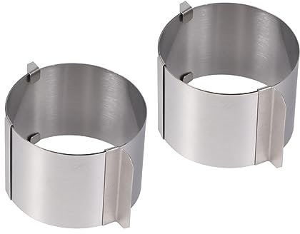 DECHOUS 2 Stück Verstellbarer Tortenring 6–10 cm Edelstahl Dessertringe Kleine Runde Backform Ausstecher Für Küche, Hitzebeständig, Spülmaschinenfest