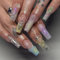 24pcs Long Square Press on Nails French Tip False Nails Heart Butterfly Pearl Fake Nails Colorful Ombre Stick on Nails Removable Glue-on Acrylic Nail Tips Spring Summer Accessories for Women