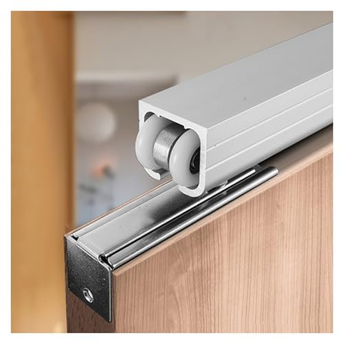 Sliding Door Hardware Kit 3 to 12 FT Barn Door Track System with 8 Wheel Hangers & Bumpers Ideal for Wardrobe & Closet Bypassing Doors White Finish 30/762mm