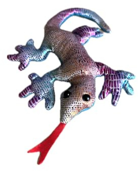 LK Trend & Style Sandtier Gecko Deko-Figur, 19 cm, Strukturierte Oberfläche mit Schimmer-Effekt, Handschmeichler für Schreibtisch (metallic hell Gecko)