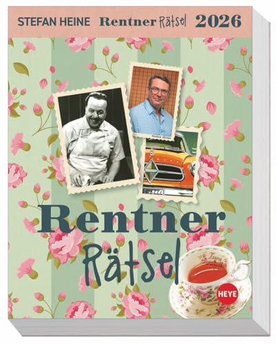 Stefan Heine Rentnerrätsel - Tagesabreißkalender 2026 - Heye-Verlag - Tischkalender mit allen Klassikern von Sudoku bis Schwedenrätsel - 12,5 cm x 16 cm