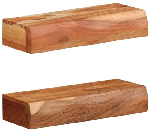 vidaXL Wall Shelves 2 pcs 40x17x8 cm Solid Wood Acacia, floating shelf, wall floating shelf, wall display shelf, wall-mounted shelf, wall shelf unit