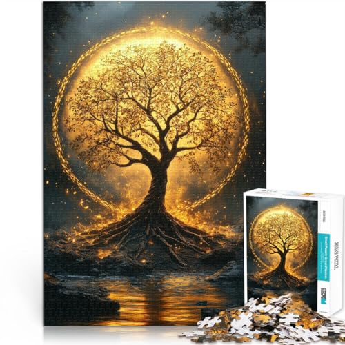 Puzzles de 2000 pièces pour Adultes Arbre de Vie doré~ Fait de Papier,pour Les 14 Ans et Plus Assemblage du modèle Cadeaux pour Les Amis et la Famille。Taille:70x100cm/27.5x39.3pouce