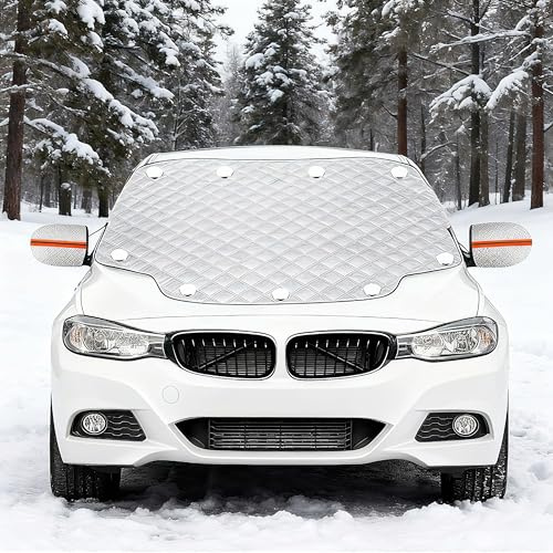 HuaCommerce Auto Sonnenschutz Frontscheibenabdeckung mit 9 Magneten & 2 Spanngurten – UV-Schutz für Sommer, Hitzeschutz fürs Auto, SUV & Van (160x116 cm)