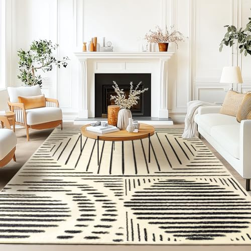 Waschbarer Teppich Wohnzimmer 200x300cm, Moderne Teppiche Schlafzimmer | Wohnzimmerteppich Waschbar Weich Carpet rutschfest Teppiche Design für Esszimmer BüRo Bereich Kurzflor Größe Geometrisches