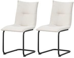 xonox.home – Schwingstuhl Sonja 46x89x59 cm Creme 2er Set – Robuster Freischwinger für Esszimmer – Stabil, langlebig, belastbar 120 kg – Moderner Design-Stuhl für Wohnbereiche