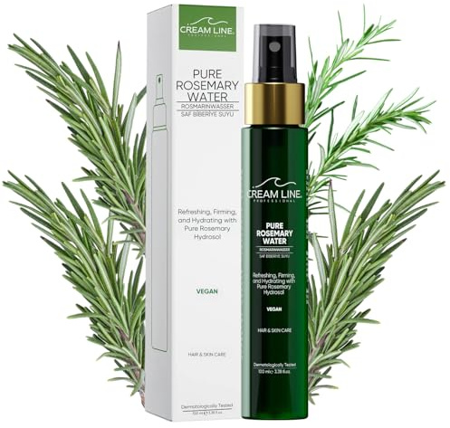 Cream Line Rosmarinwasser für Haar und Haut,%100 organisch, geeignet für Frauen und Männer, nährend und heilend für Haarwachstum, pflegt trockene und geschädigte Haare, stoppt Haarausfall, 100 ml