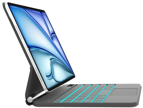 IVEOPPE Magic Keyboard für iPad Air 11 Zoll M4 2026/M3 2025/M2 2024 - Deutsches QWERTZ Layout Hintergrundbeleuchtung Multi-Trackpad Keyboard für iPad Pro 11 Zoll 4./3./2./1, Schwarz