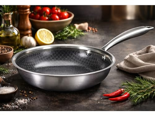 Bratpfanne 20 cm Edelstahl Induktion - Keramik Antihaft Beschichtung Pfanne PFAS-, PFOA- & PTFE-frei - kratzfeste Induktionspfanne alle Herdarten