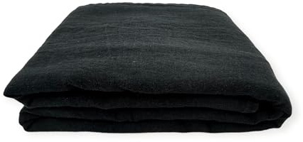 JOWOLLINA Laken Bettlaken Überwurf 100% Leinen Stonewashed 220 g/m2 (230x240 cm, Black)