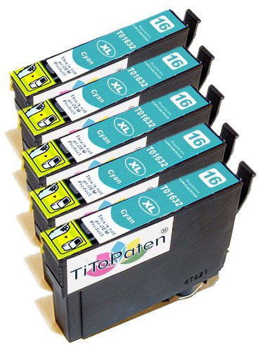 TiToPaten®* 5X Cyan Druckerpatronen kompatibel zu Epson 1632XL