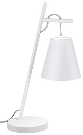 Trio Leuchten Andreus 507500189 Tischleuchte, Stoffschirm, Weiß/Silber