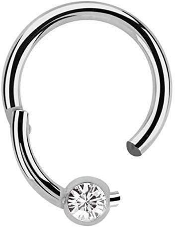 Titan Piercing Ring BCR, Clicker 1,2 x 8 mm mit 3 mm Steinkugel in klar