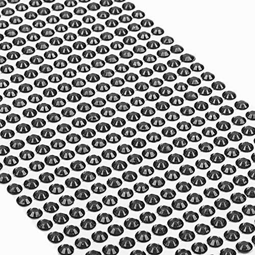 Movoja Schwarze Strasssteine - runde Glitzersteine 220 Stück 8 mm selbstklebend zum Verzieren und Basteln | Schmucksteine zum aufkleben | Steinchen Dekosteine Bastelsteine Schwarz