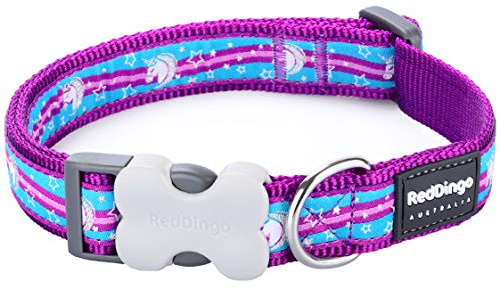 Red Dingo Bucklebone Dog Collar Design, Unicorn Purple, Small 15mm
