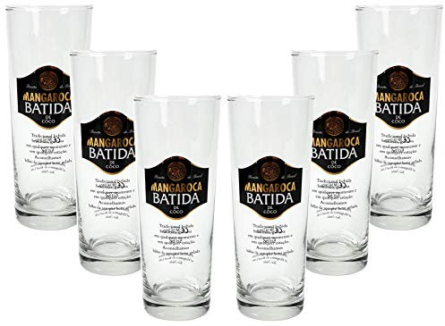 Mangaroca Batida Gläser - Kokoslikör Longdrink Gläser/Glas / 6er Set Cocktailgläser/Longdrinkgläser mit 5 cl Eichung/Eichstrich