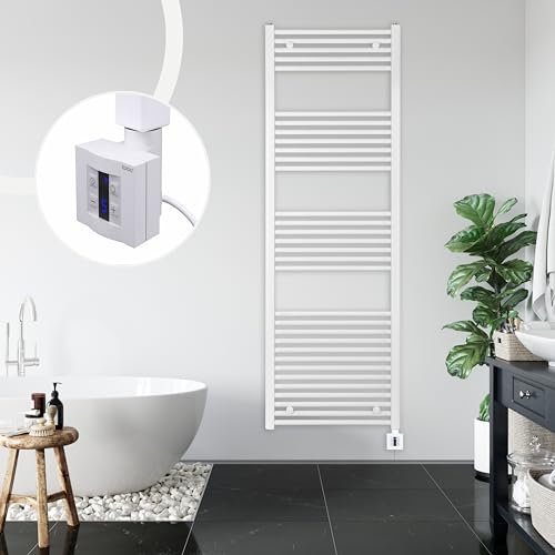 anapont elektrischer Badheizkörper 1775x750 - weiß gerade - Timer-Funktion - Handtuchheizkörper - Badheizung elektrisch - Handtuchheizung - Made in Germany