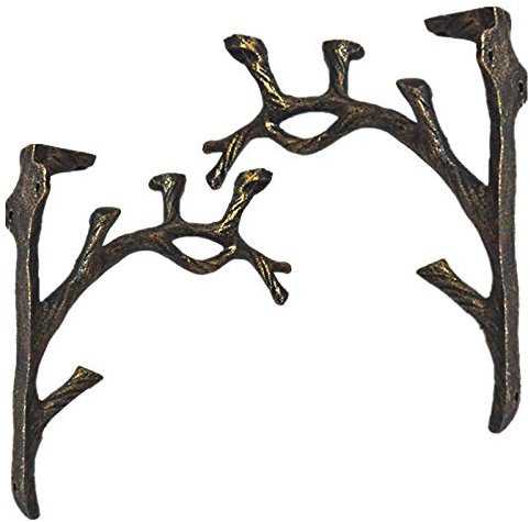 Vintage regalträger Gusseiserne Regalwinkel Für Blumenständer Goldenes Schwarzes Stützregal （2 Stück） Zweigform