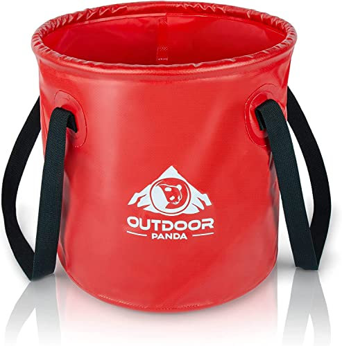 Outdoor Panda | Bol de camping plegable de 15 o 20 litros - redondo | Bol de camping plegable de lona resistente | Alternativa al bol y al fregadero de plástico | amarillo, ducha portatil