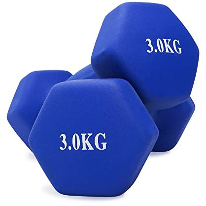 unycos - Kurzhanteln Neopren 2er Set von 3 kg, Rutschfest, Anti-Roll-Design, Bequemer Griff, Krafttraining, Fitness, Pilates, Training, Fitnessstudio (Blau)