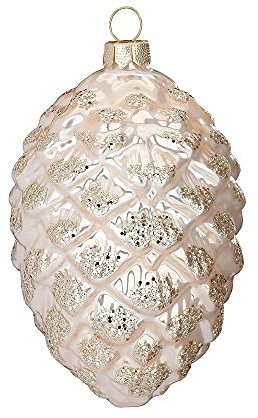 MAGIC Christbaumschmuck Weihnachtskugeln Figuren Glas mundgeblasen Weihnachtskugeln Weihnachtsschmuck Baumkugeln Baumschmuck,Zapfen, Glas, 12.5 cm, Serie Champagne