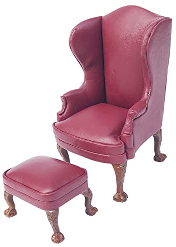 T TOOYFUL Moderne Lebensechte 1:12 Skala Miniatur Puppenhaus PU Leder Sessel Sofa Couch Stuhlmöbel DIY Dekor Spielzeug Zubehör - Rot Einzigen Sofa