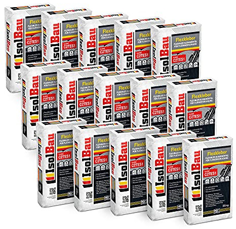 Isolbau C2TE S1 Flexkleber - 375 kg Flexibler Klebemörtel für Fliesenverlegung - Frostsicher, Verformbar & Wasserabweisend, Flexmörtel Natursteinkleber