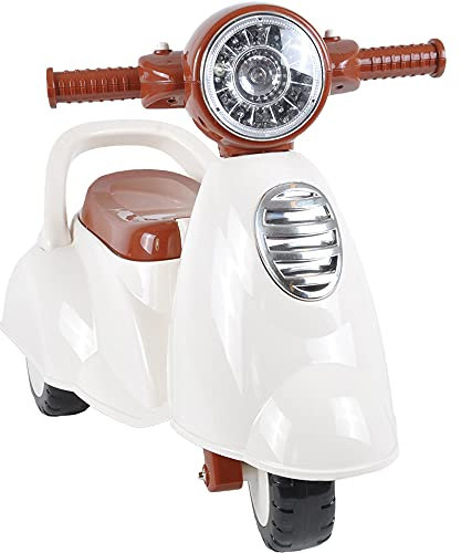 Bandits & Angels Riding Car Scooter Retro ab 1 Jahr für Jungen und Mädchen weiß – Laufroller mit Hupe – für drinnen und draußen – mit Stauraum
