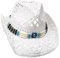 Westernwear Western Style Sommer Strohhut mit Perlen-Hutband in verschl. Farben (Weiß, 1 (52-55 cm))