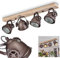 Deckenleuchte Herford, verstellbare Deckenlampe aus Metall/Holz/Glas in Dunkelbraun/Natur/Klar, 4-flammig, 4 x GU10-Fassung, dreh- u. schwenkbarer Spot im Industrial Design, ohne Leuchtmittel