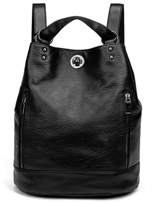 LIANGFUN Mode Multifunktionale Damen Rucksack, Neue Damen Große Kapazität Leder Reise-Rucksack, Weiches Leder Wasserdicht Schultasche Einzelne Umhängetasche Crossbody Tasche Handtasche(Schwarz)