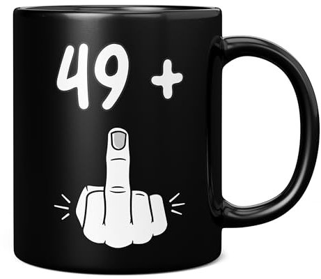 Mug Monster - Mug 50e anniversaire, I Am 49 + 1, cadeau pour 50 ans, tasse fantaisie – Tasse à café en céramique, cadeau pour homme ou femme, grande tasse géante disponible, tasse noire de 325 ml